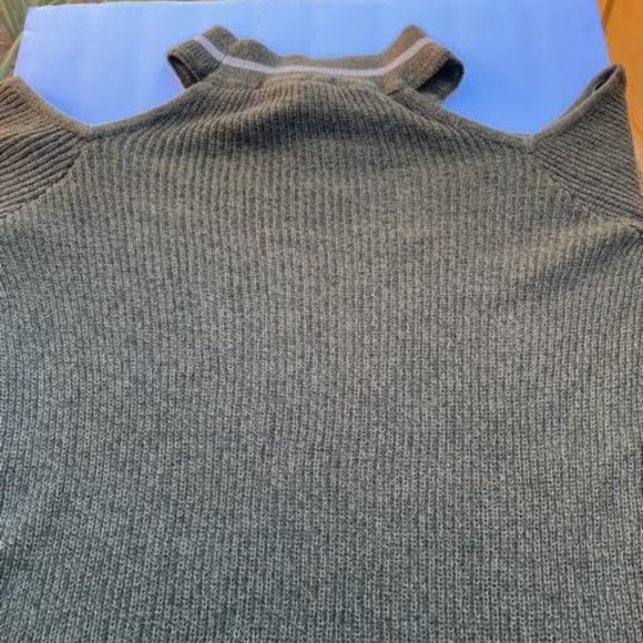 INC Olive Green cold shoulder Sweater - Picture 3 of 5